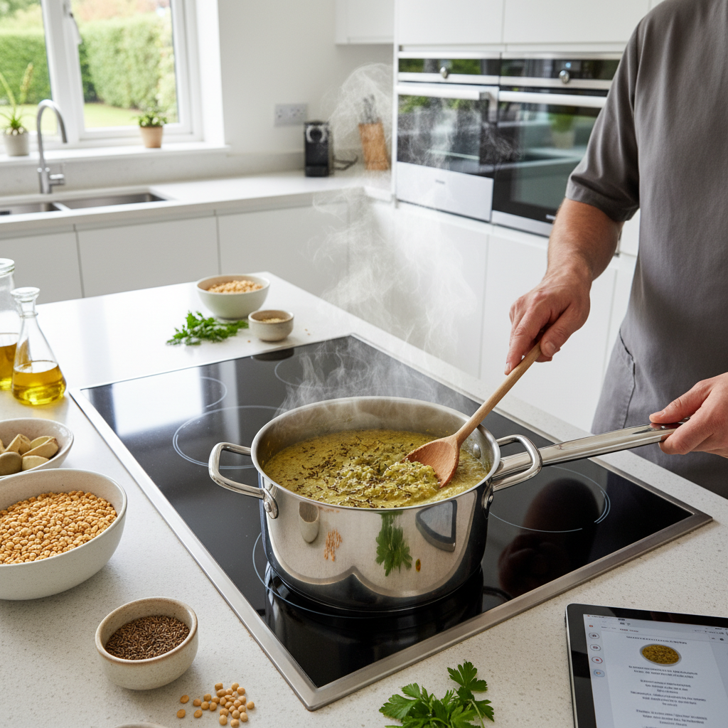 Žirnių košės gaminimo procesas šiuolaikinėje virtuvėje