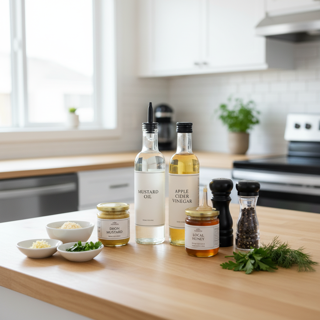 Salotų padažo su garstyčių aliejumi gaminimas namuose